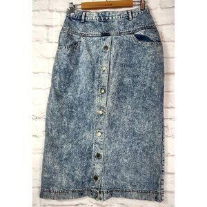 Vtg Whipp Denim Skirt 13 Acid Wash Jean High Waist 80s Grunge Hipster Prep